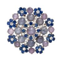 OSCAR HEYMAN, STAR SAPPHIRE, SAPPHIRE AND DIAMOND PENDANT/BROOCH