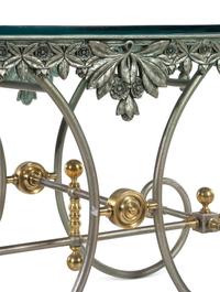 A Steel and Brass Glass-Top Pastry Table