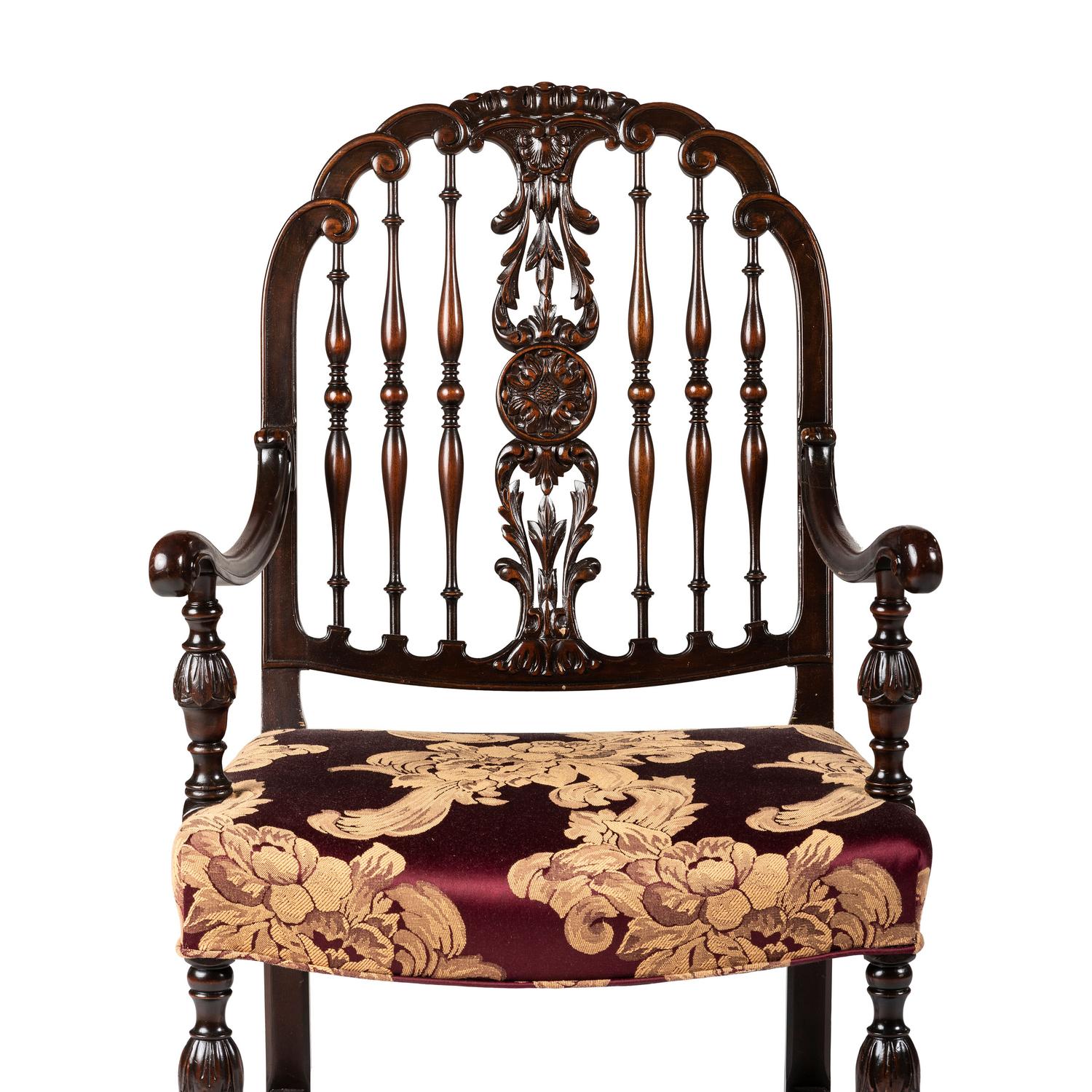 A Carved Oak Spindle Back Armchair