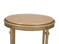 A Louis XVI Style Painted and Parcel Gilt Marble Top Oval Table — Early 20th Century
