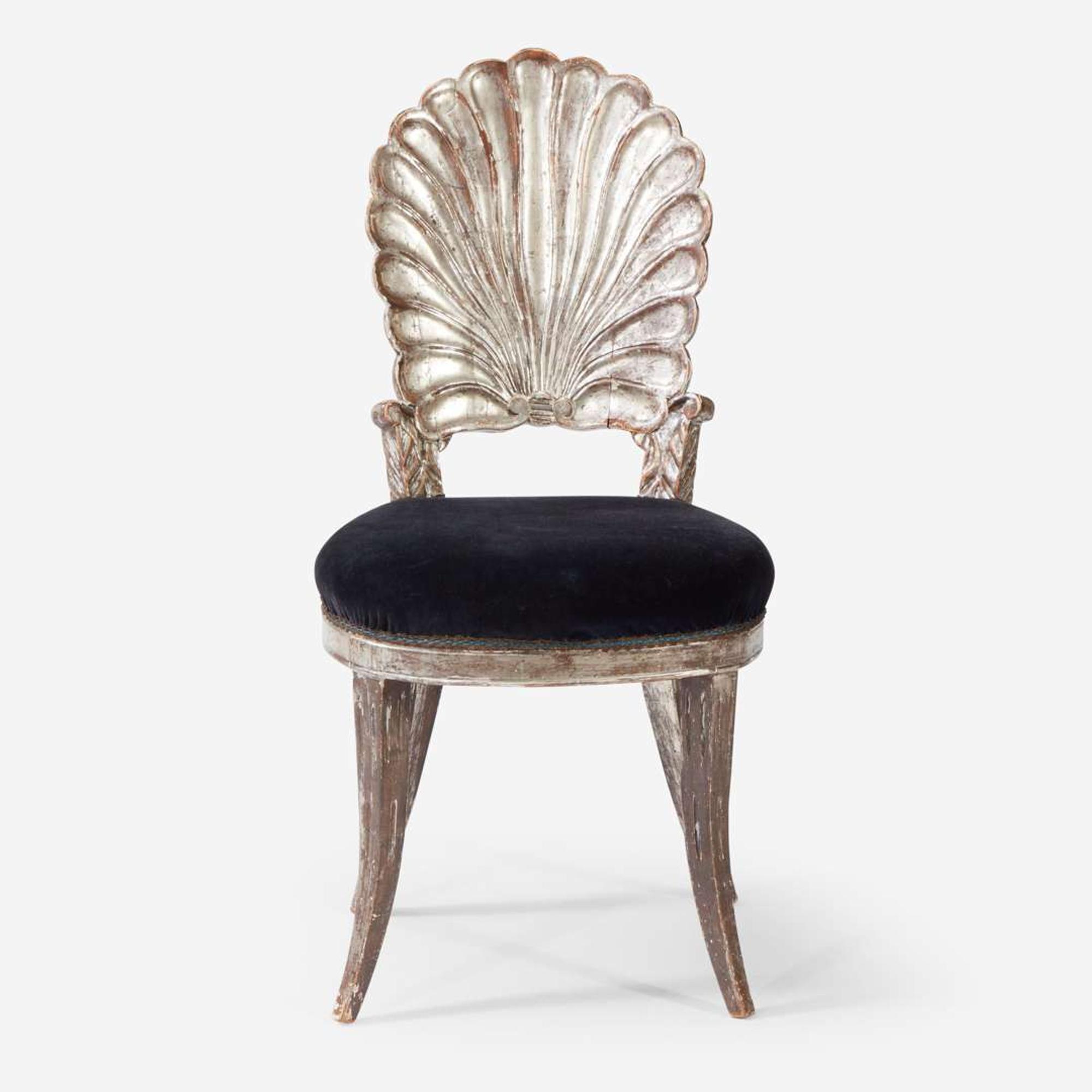 An Italian Silvered Shell-Back Grotto Chair late 19th/early 20th century