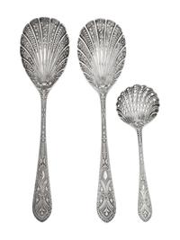 An English Silver-Plate Five-Piece Dessert Serving Set