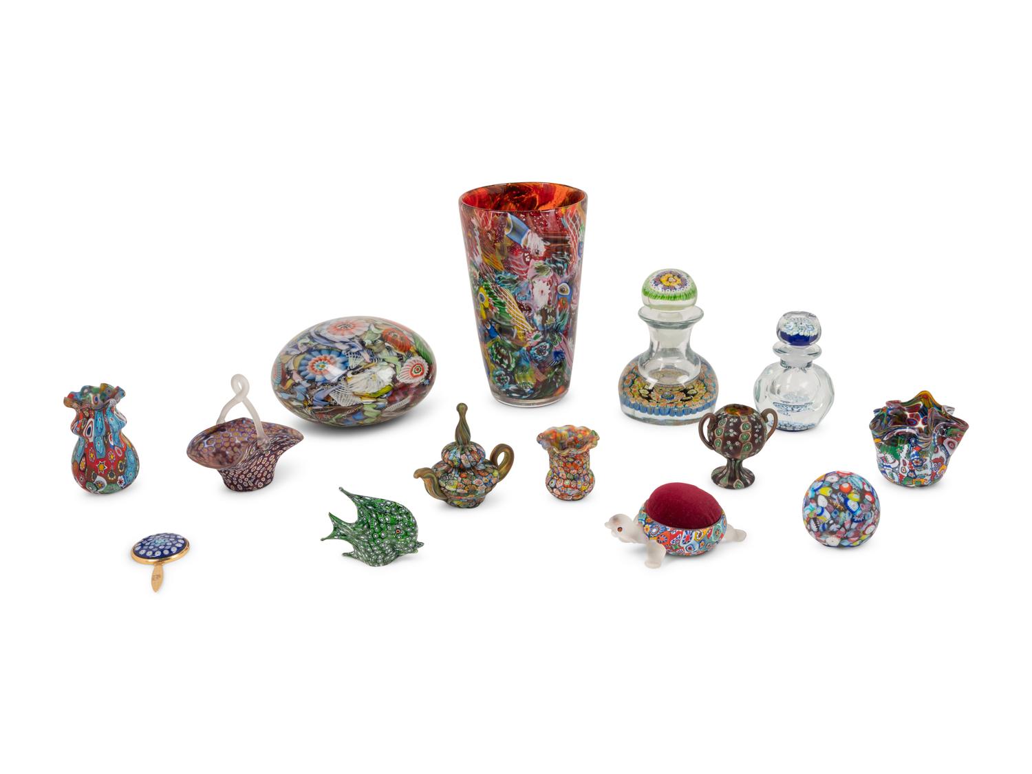An Assortment of Millefiori Glass Articles