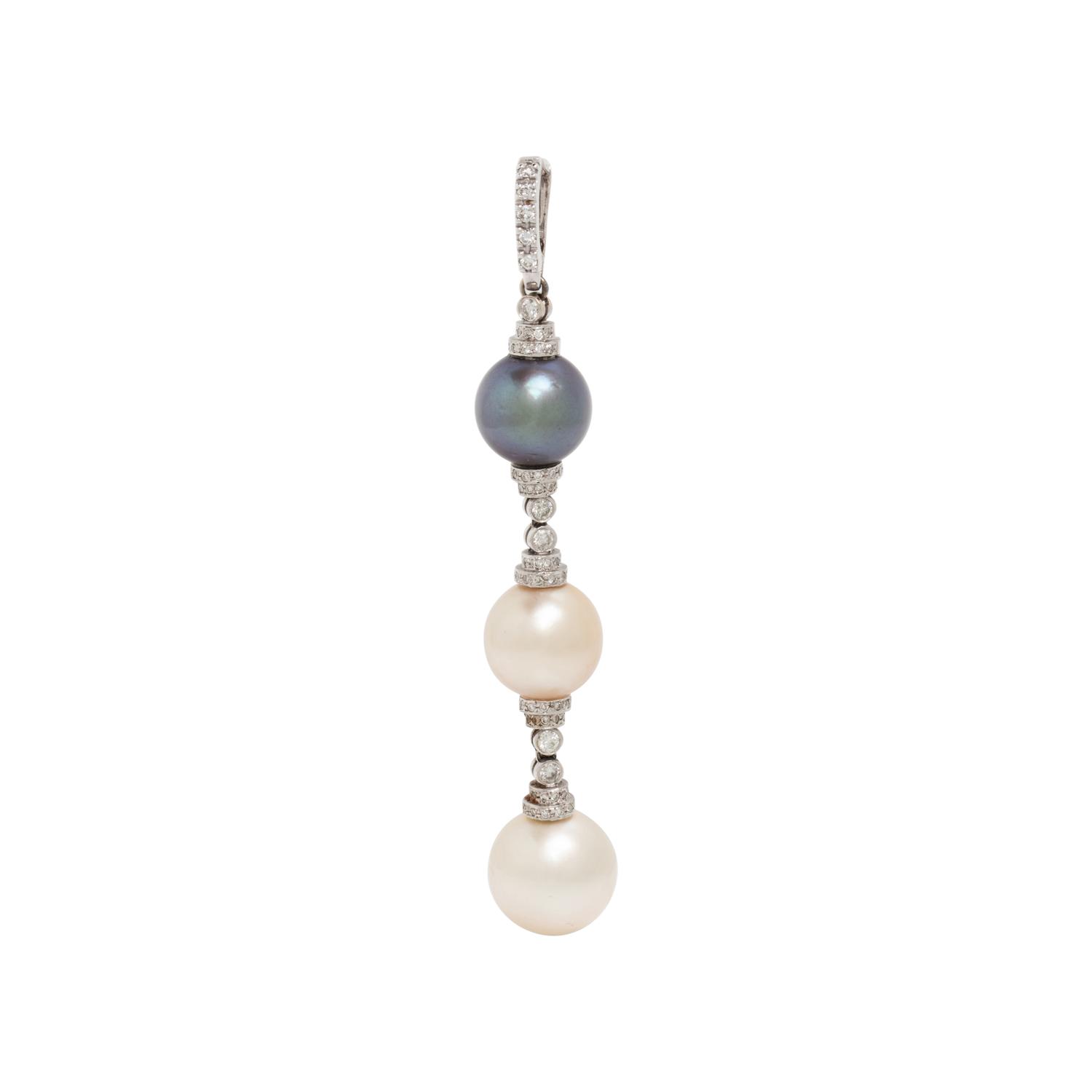 CHIMENTO, WHITE GOLD, CULTURED PEARL, AND DIAMOND PENDANT