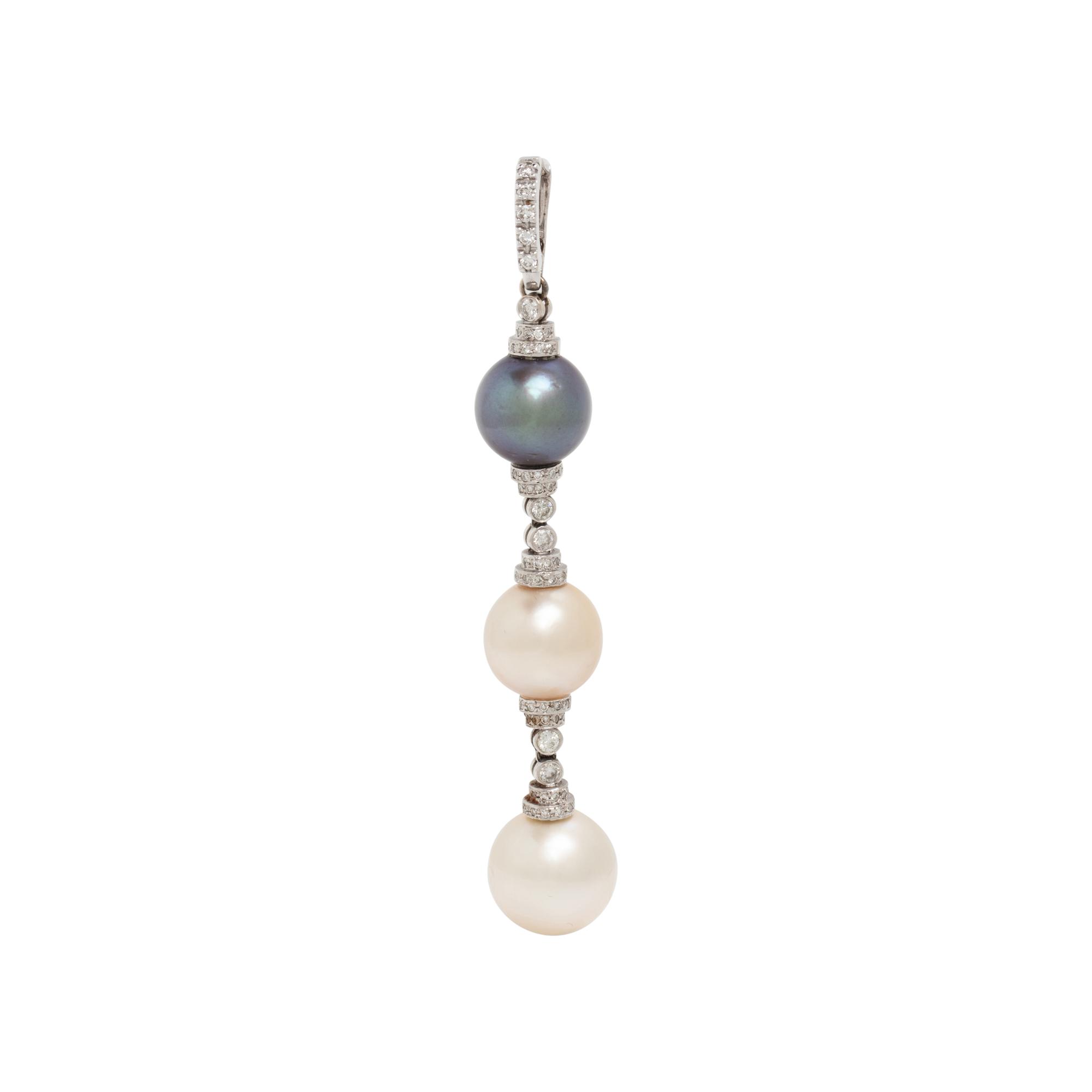 CHIMENTO, WHITE GOLD, CULTURED PEARL, AND DIAMOND PENDANT