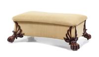A Regency Mahogany and Upholstery Banquette Height 13 x width 34 x depth 19 inches. — CIRCA 1825