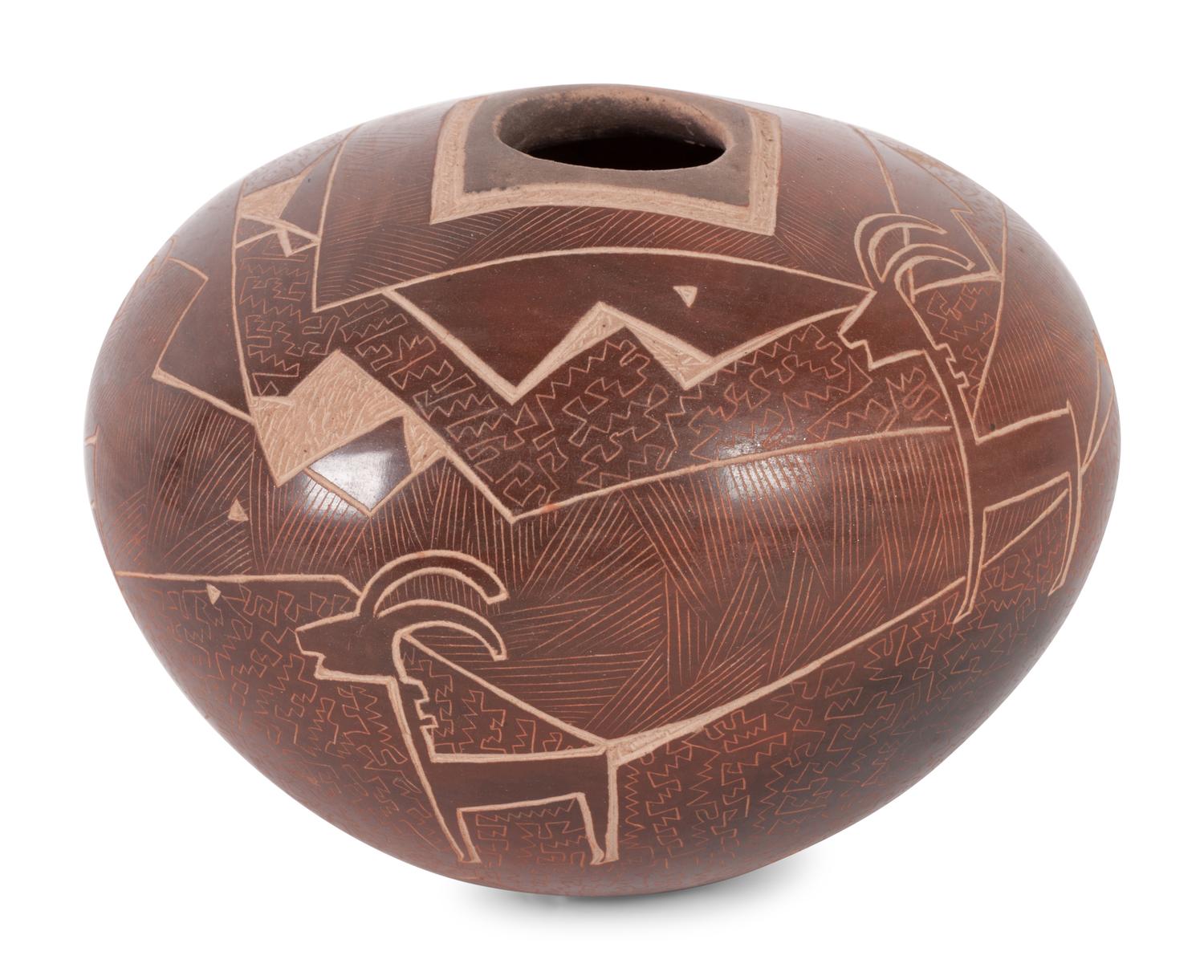 Sgraffito Jar, with Pronghorn Deer