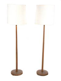 A Pair of Danish Modern Bleached Oak Floor Lamps Height 45 inches. — MID 20TH CENTURY