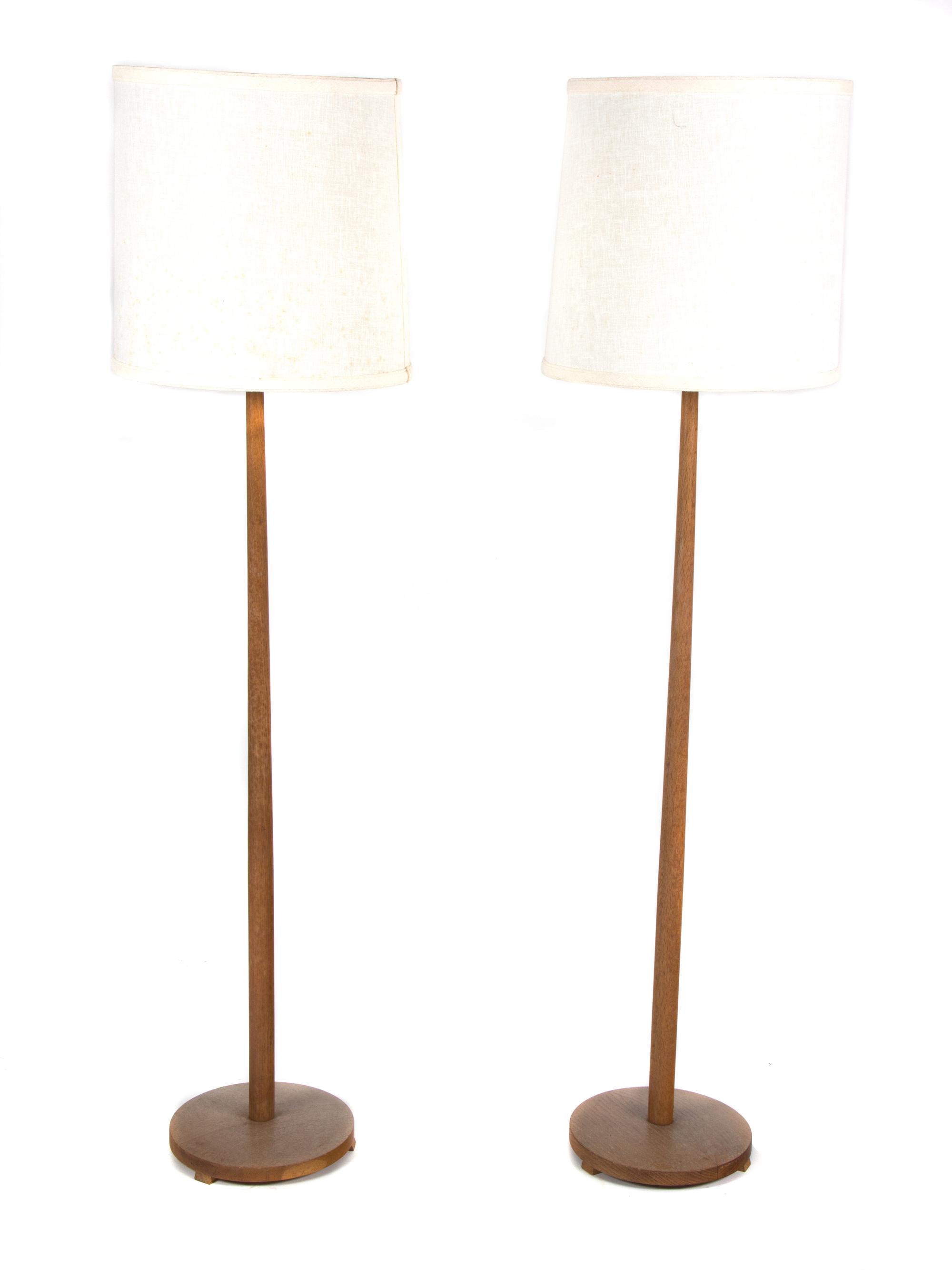 A Pair of Danish Modern Bleached Oak Floor Lamps Height 45 inches. — MID 20TH CENTURY