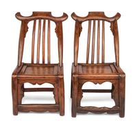 A Pair of Chinese Hardwood Child's Chairs
