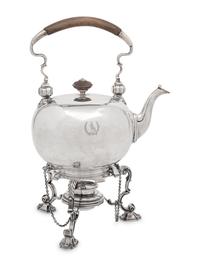 An English Silver Kettle on Lamp Stand