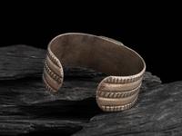 Navajo Stamped Ingot and Turquoise Cuff Bracelet