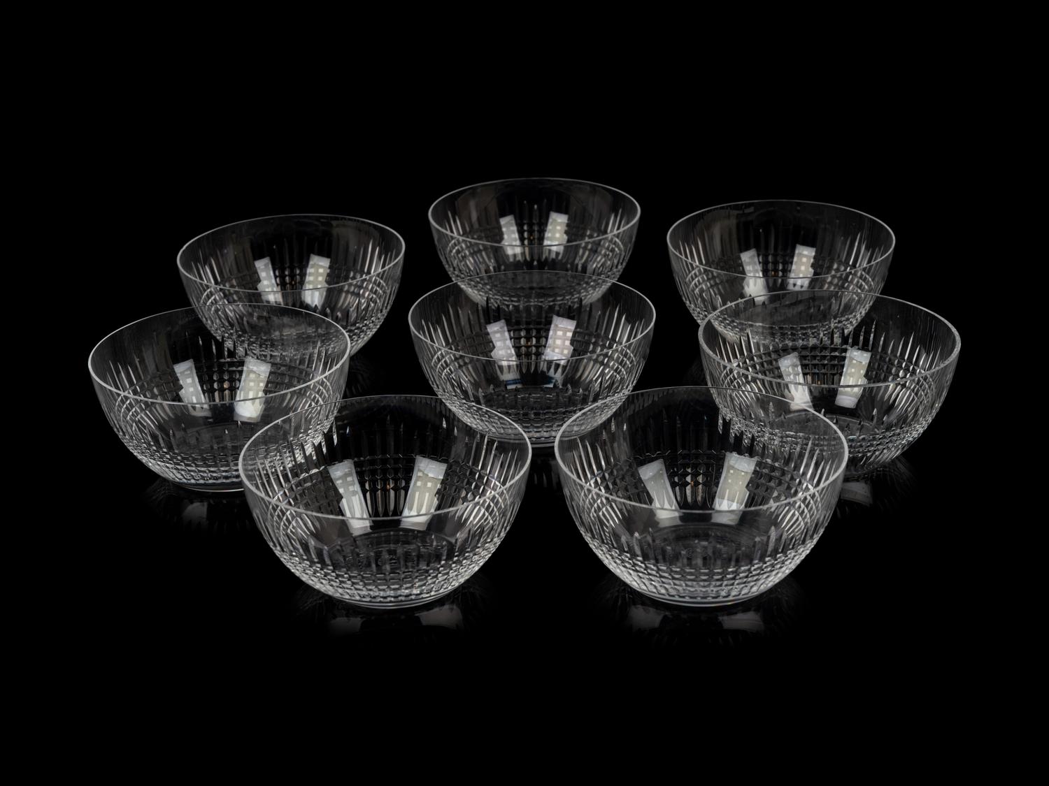 A Set of Eight Baccarat Cut Glass Dessert Bowls