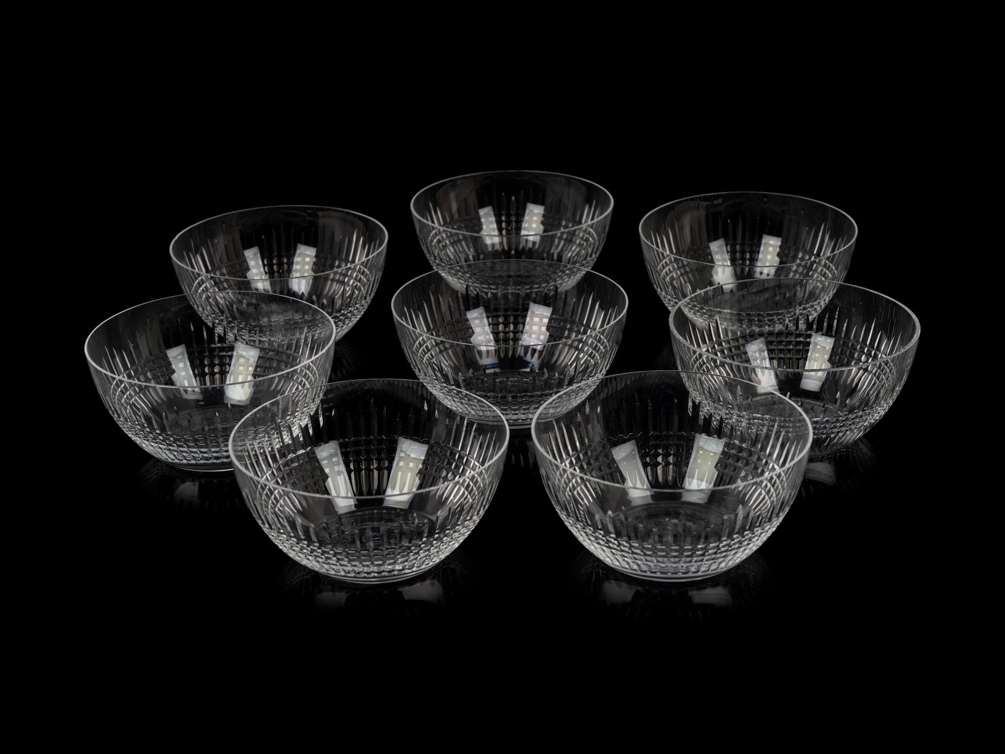 A Set of Eight Baccarat Cut Glass Dessert Bowls