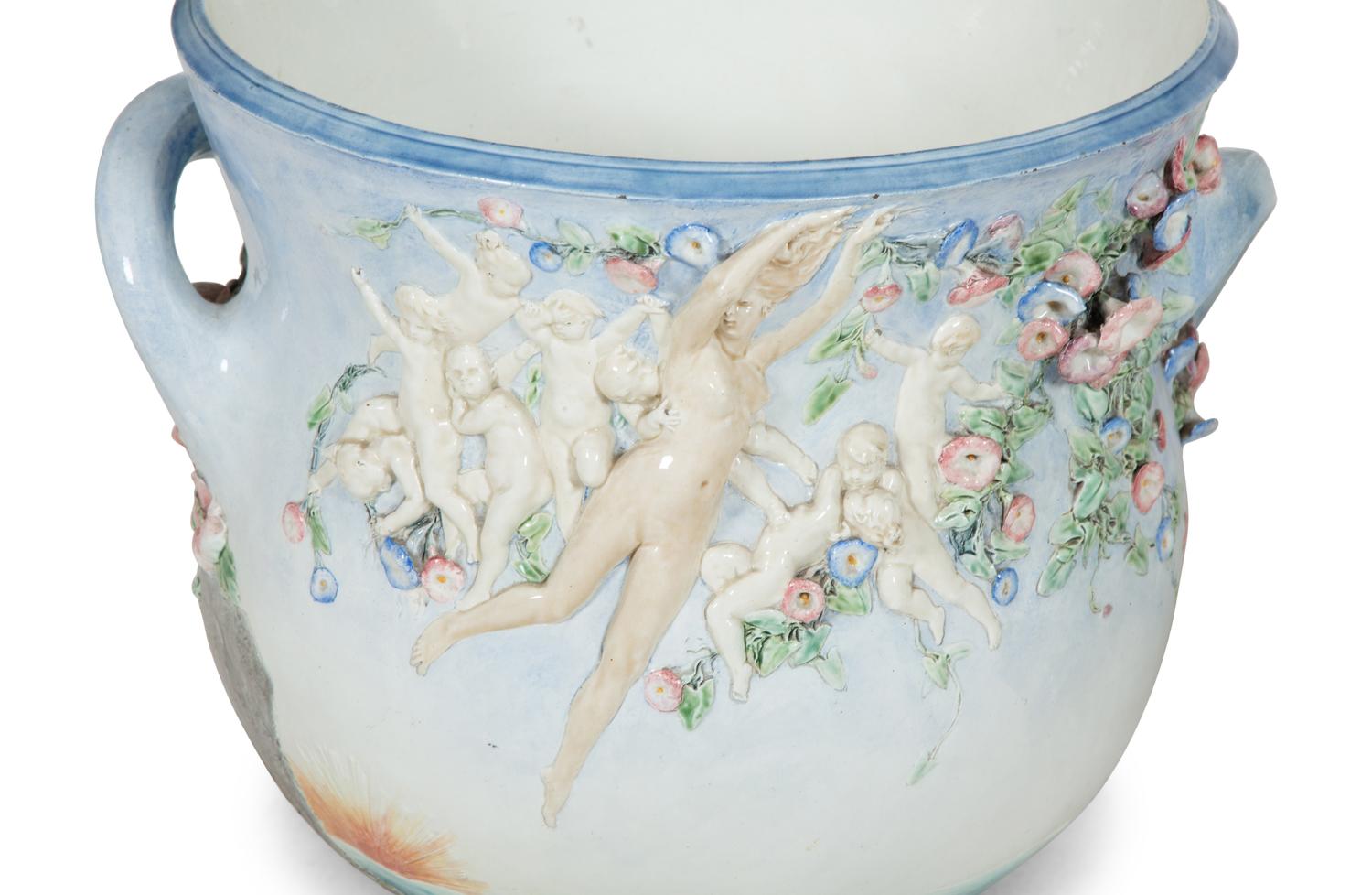A Pair of Choisy Le Roi Ceramic Jardinières