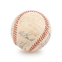 A 1973 New York Mets Team Signed Autograph Baseball (Willie Mays' Last Season, Beckett Authentication Services Letter BAS Certified)