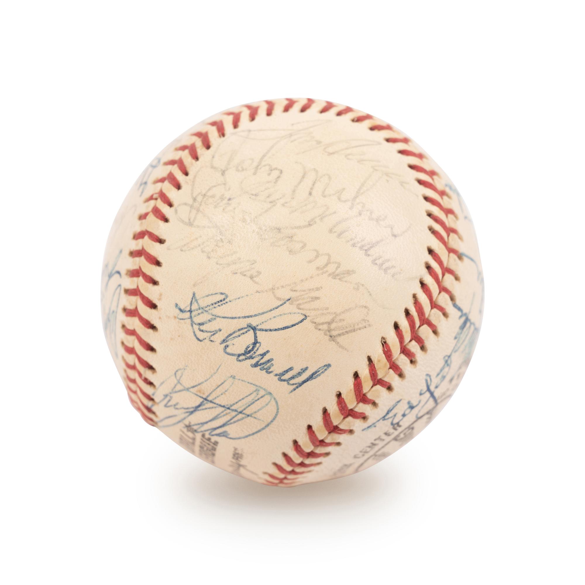 A 1973 New York Mets Team Signed Autograph Baseball (Willie Mays' Last Season, Beckett Authentication Services Letter BAS Certified)