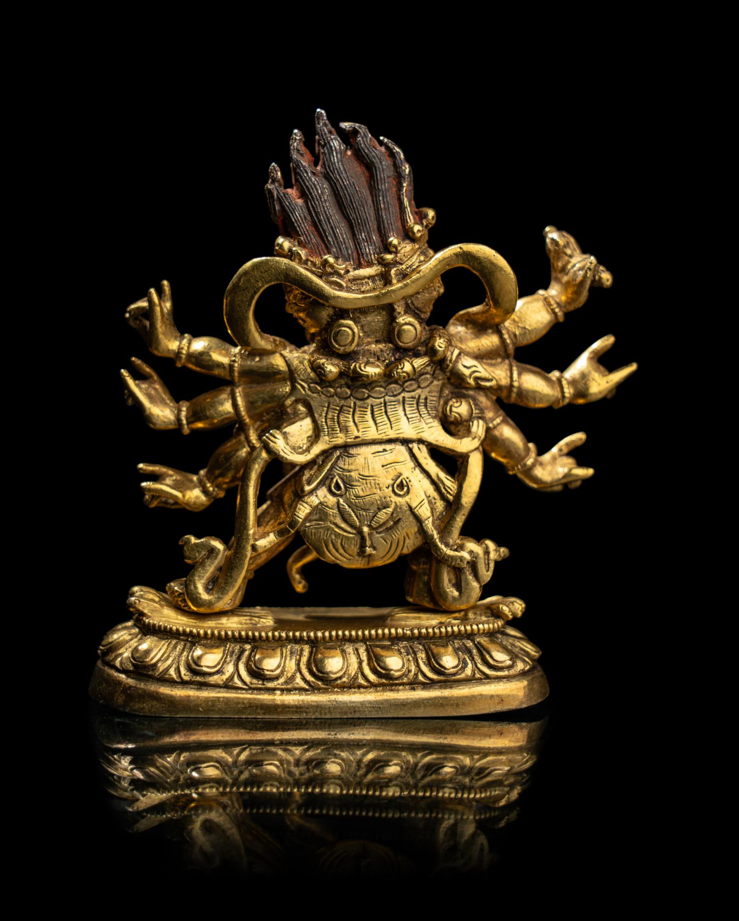A Small Sino-Tibetan Gilt Bronze Figure of Vajrapani