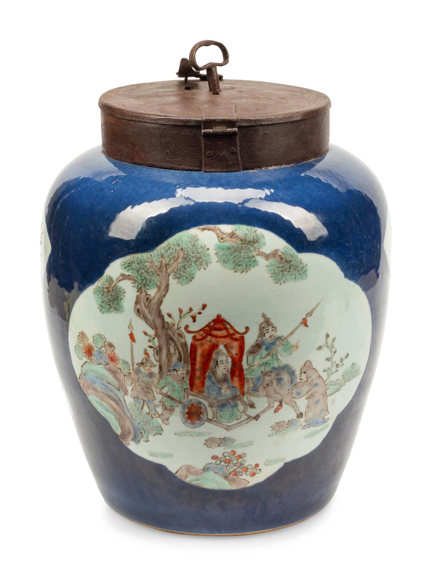 An Iron Mounted Chinese Porcelain Jar