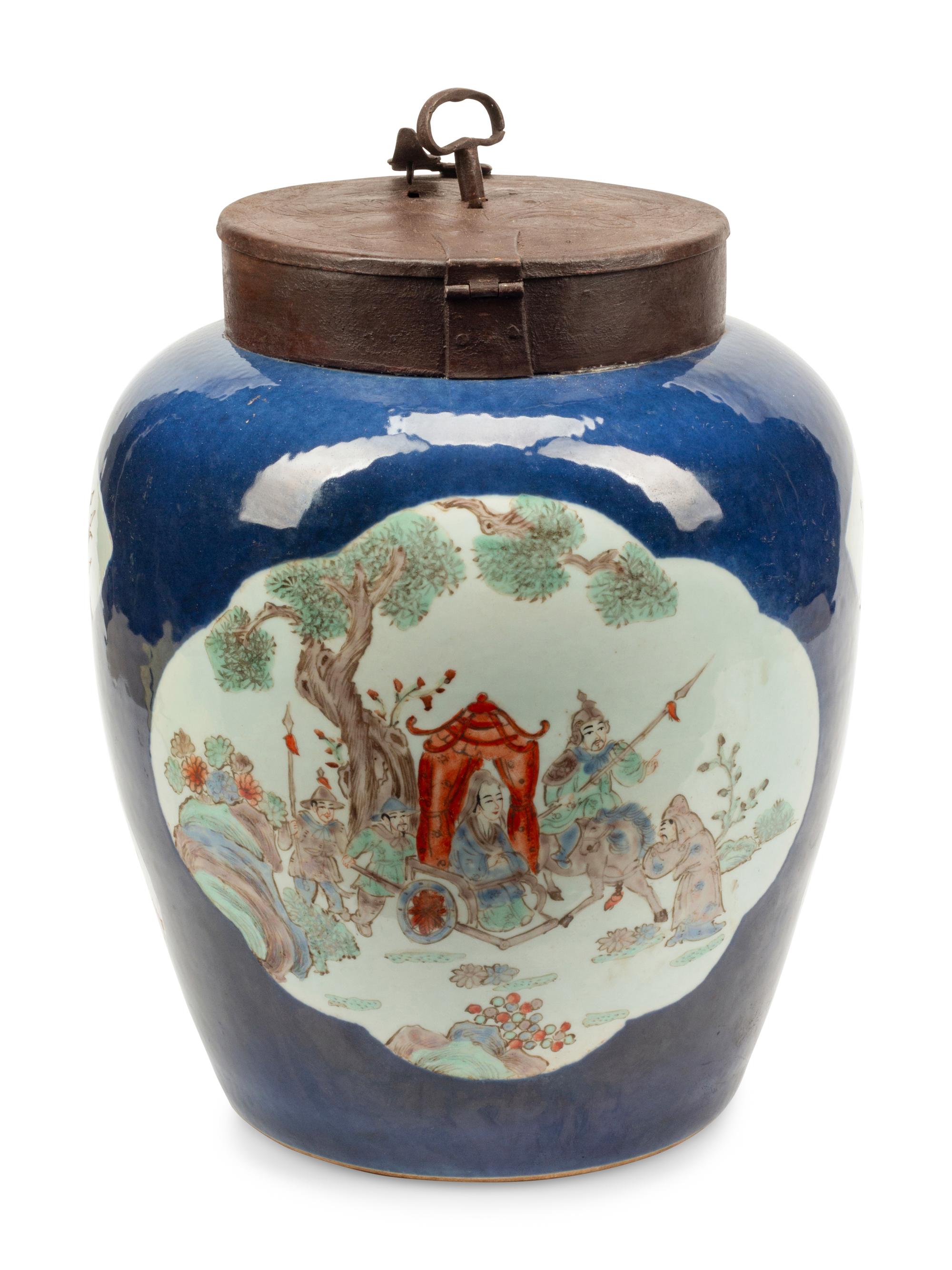 An Iron Mounted Chinese Porcelain Jar