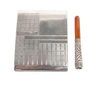 A Continental Silver Cigarette Case, 20th Century, of rectangular form, together with a silver filigree cigarette holder.