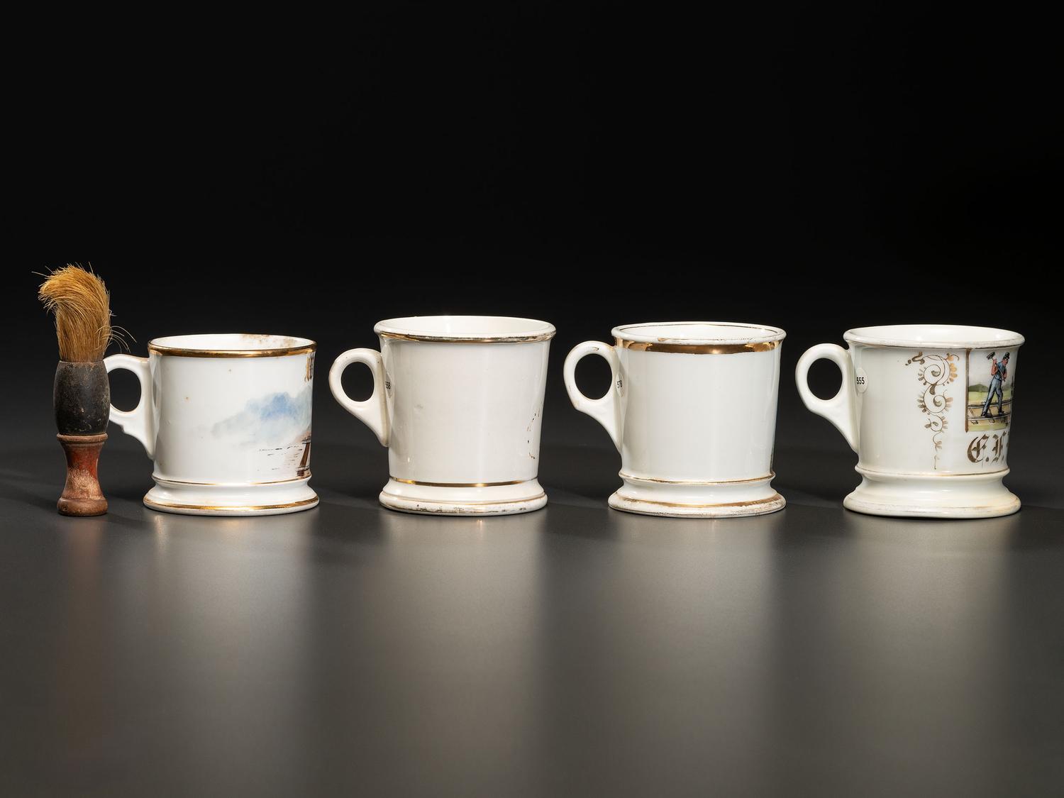 Four Railroad Worker's Porcelain Occupational Shaving Mugs