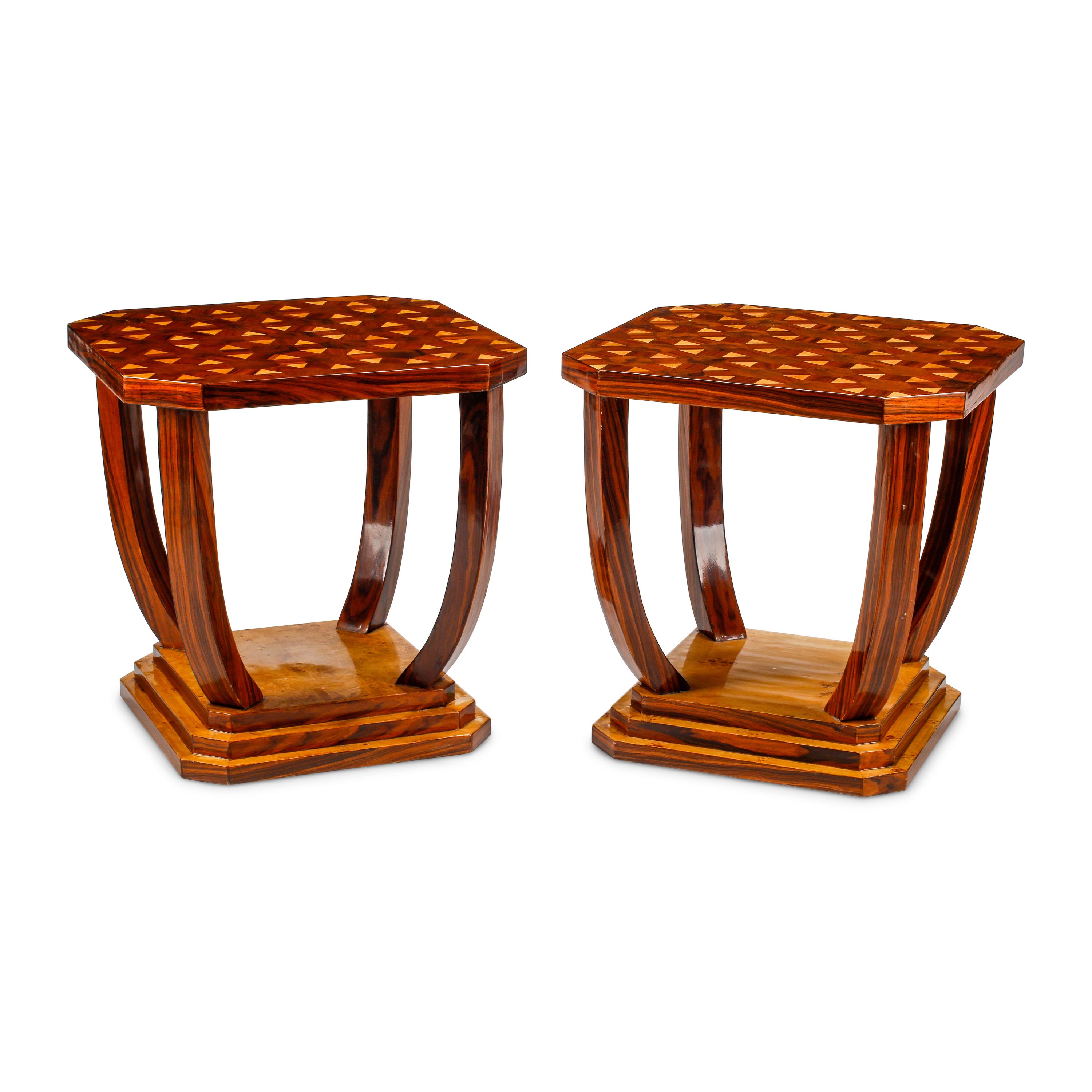 A Pair of Art Deco Style Parquetry Side Tables