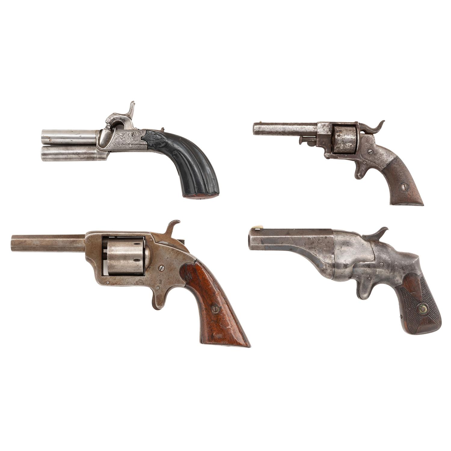 Lot of Four Antique Handguns Including: Reid, Allen, Hammond & Belgian