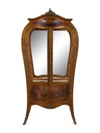 A Louis XV Style Gilt Bronze Mounted Vernis Martin Vitrine Cabinet