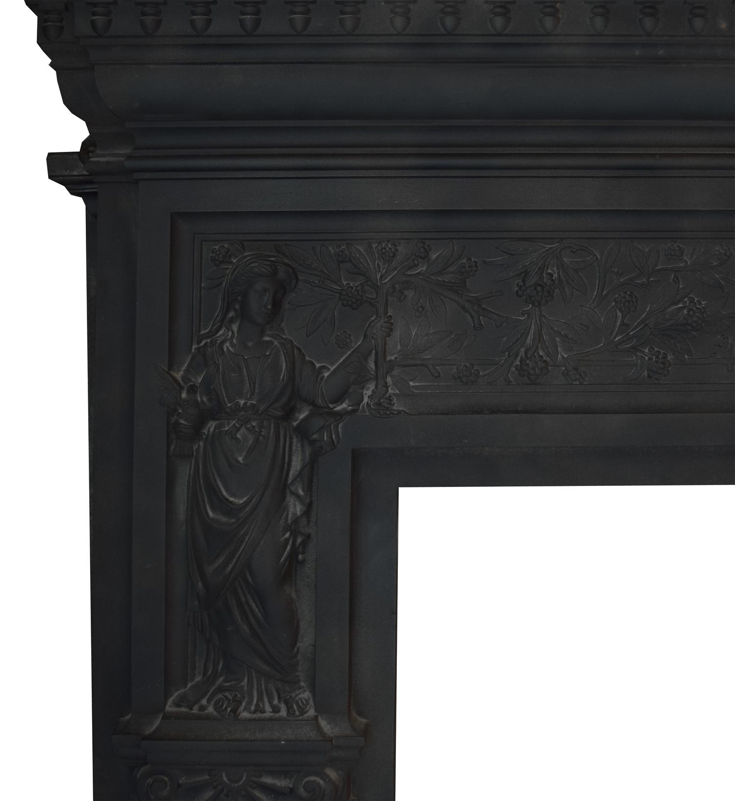 A Cast Iron Peace and Plenty Fireplace Mantel 64.5" W W x 9" D x 58.5" H — England, Circa 1880