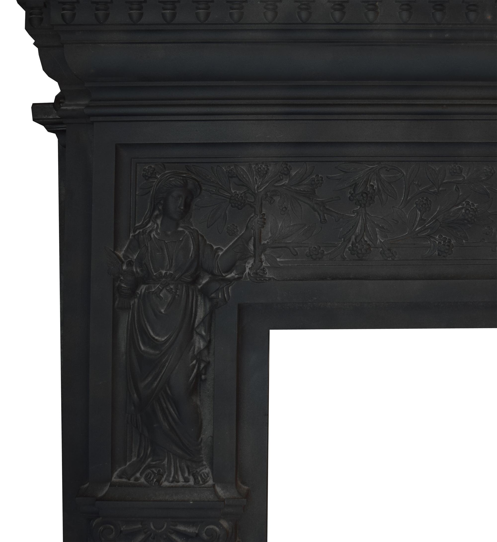 A Cast Iron Peace and Plenty Fireplace Mantel 64.5" W W x 9" D x 58.5" H — England, Circa 1880