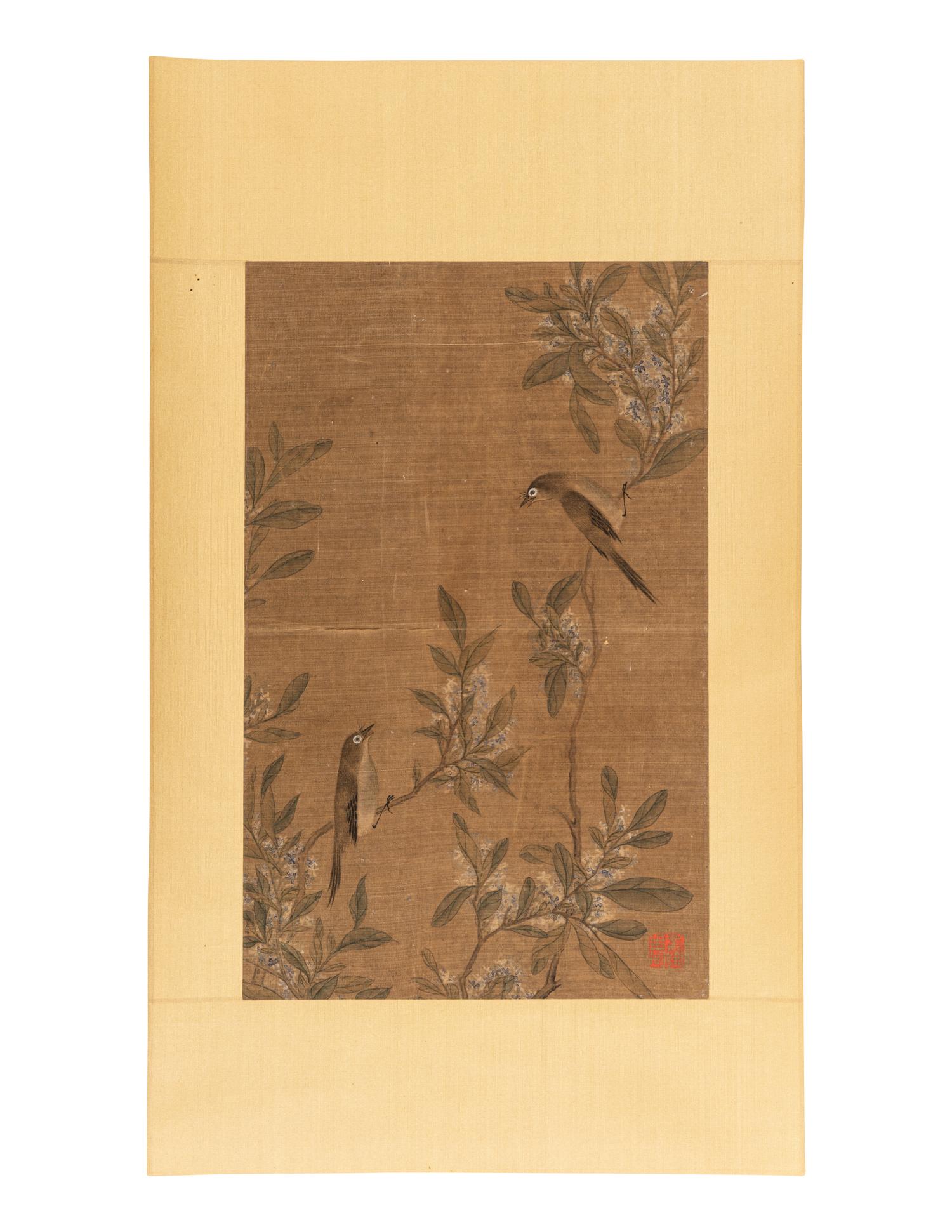 Two Chinese Paintings Depicting Birds and Flowers