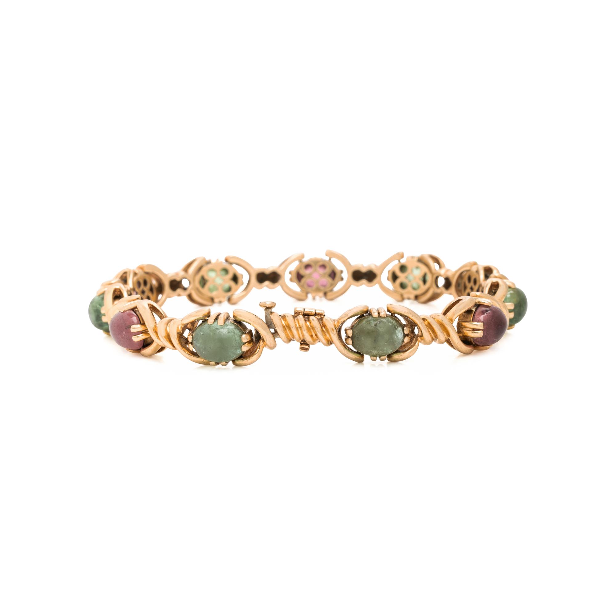 Tourmaline and Yellow Gold Bracelet