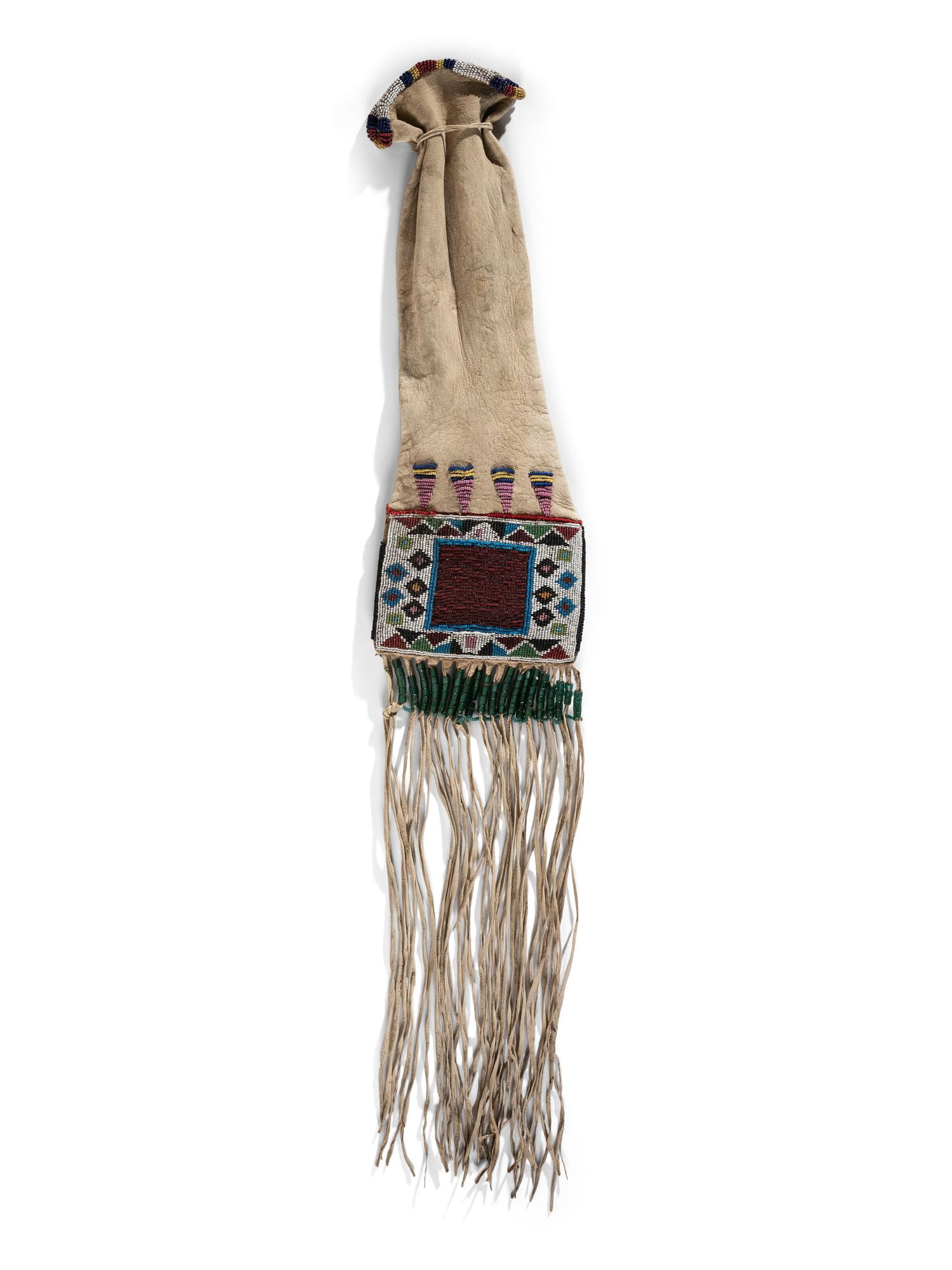 Plains Cree Beaded Hide Tobacco Bag