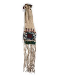 Plains Cree Beaded Hide Tobacco Bag