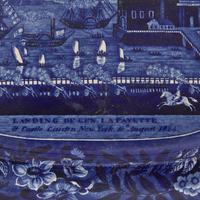 A Staffordshire Historical Blue "Landing of General Lafayette" Platter