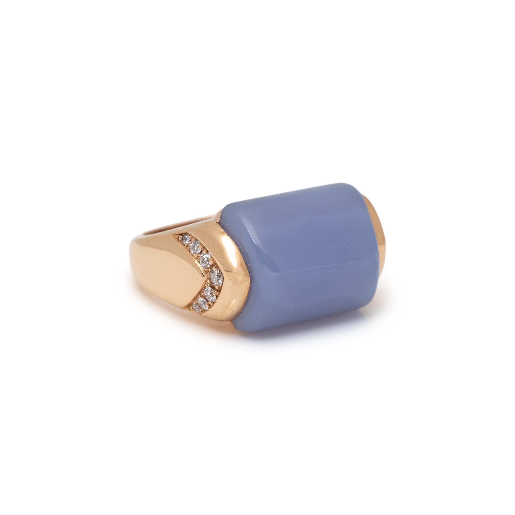 BULGARI, BLUE CHALCEDONY AND DIAMOND 'MVSA' RING
