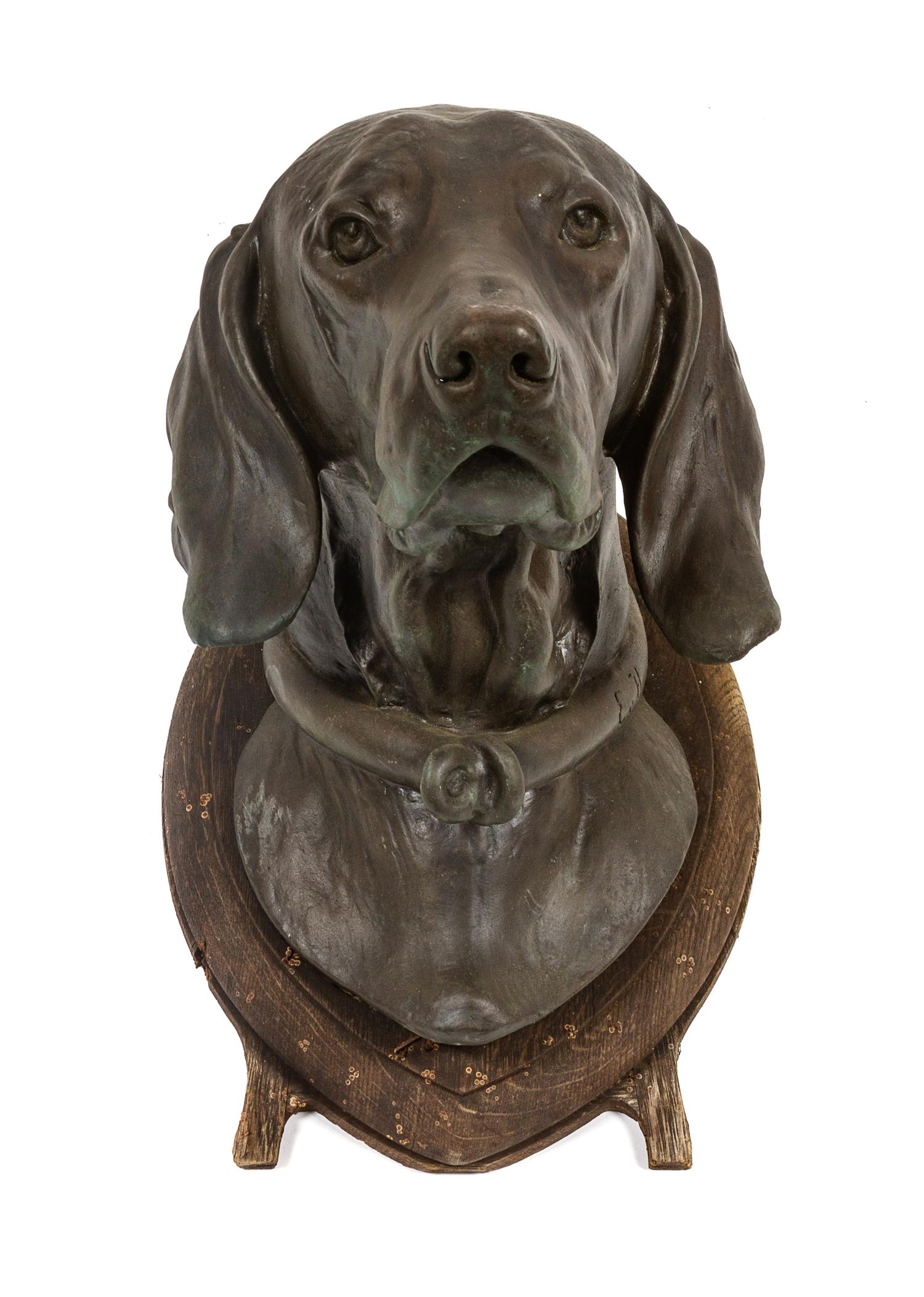 A Head Study depicting a Hound Height 14 inches. — ERNST VON HAYN (1822-1896)