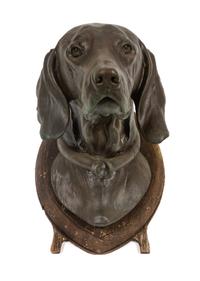 A Head Study depicting a Hound Height 14 inches. — ERNST VON HAYN (1822-1896)