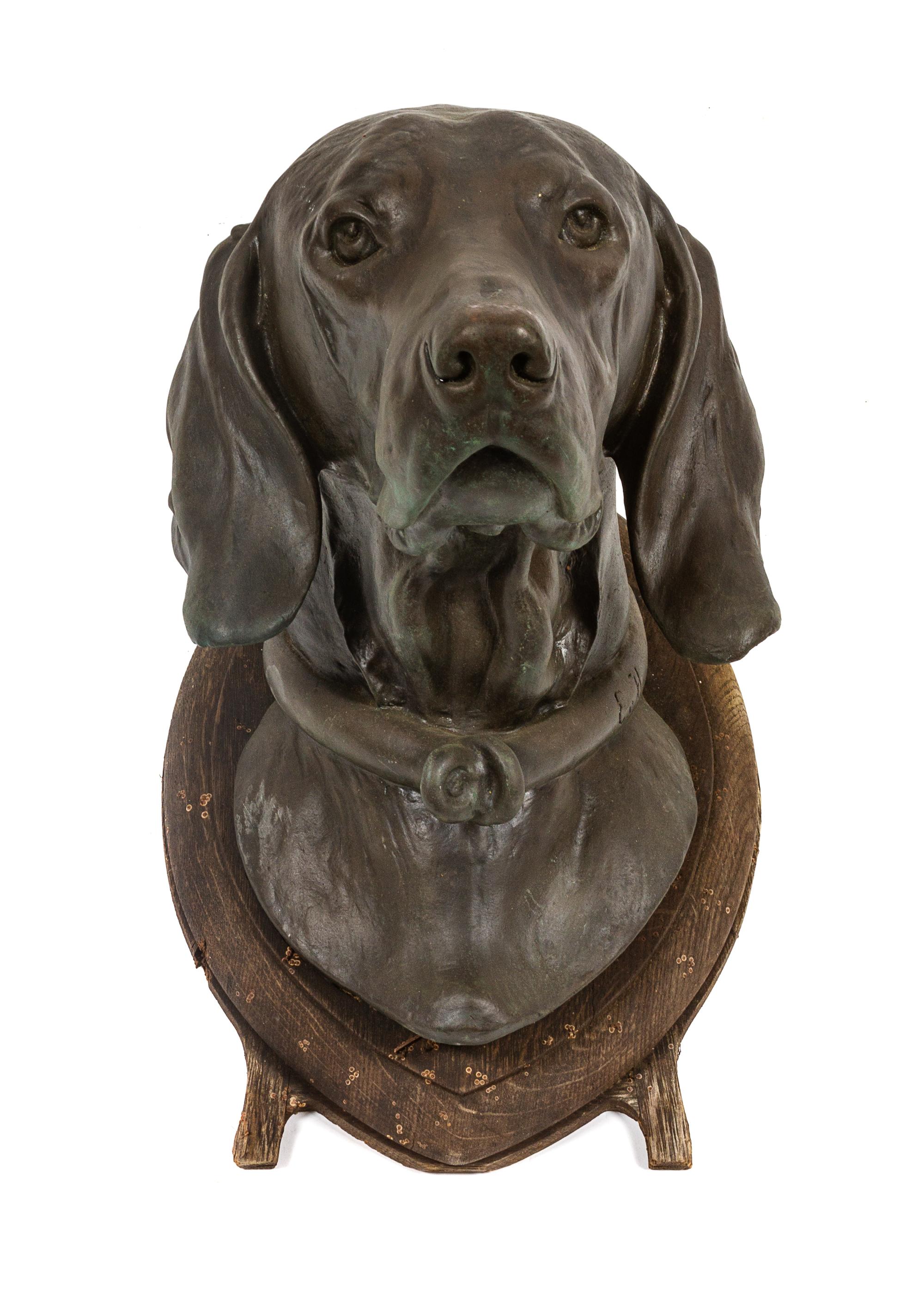 A Head Study depicting a Hound Height 14 inches. — ERNST VON HAYN (1822-1896)