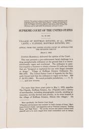 [SUPREME COURT] -- MARSHALL, Thurgood (1908-1993). Printed U.S. Supreme Court syllabus signed ("Thurgood Marshall") as Associate Justice of the U.S. Supreme Court. Washington, D.C.: U.S. Government Printing Office, [1982].