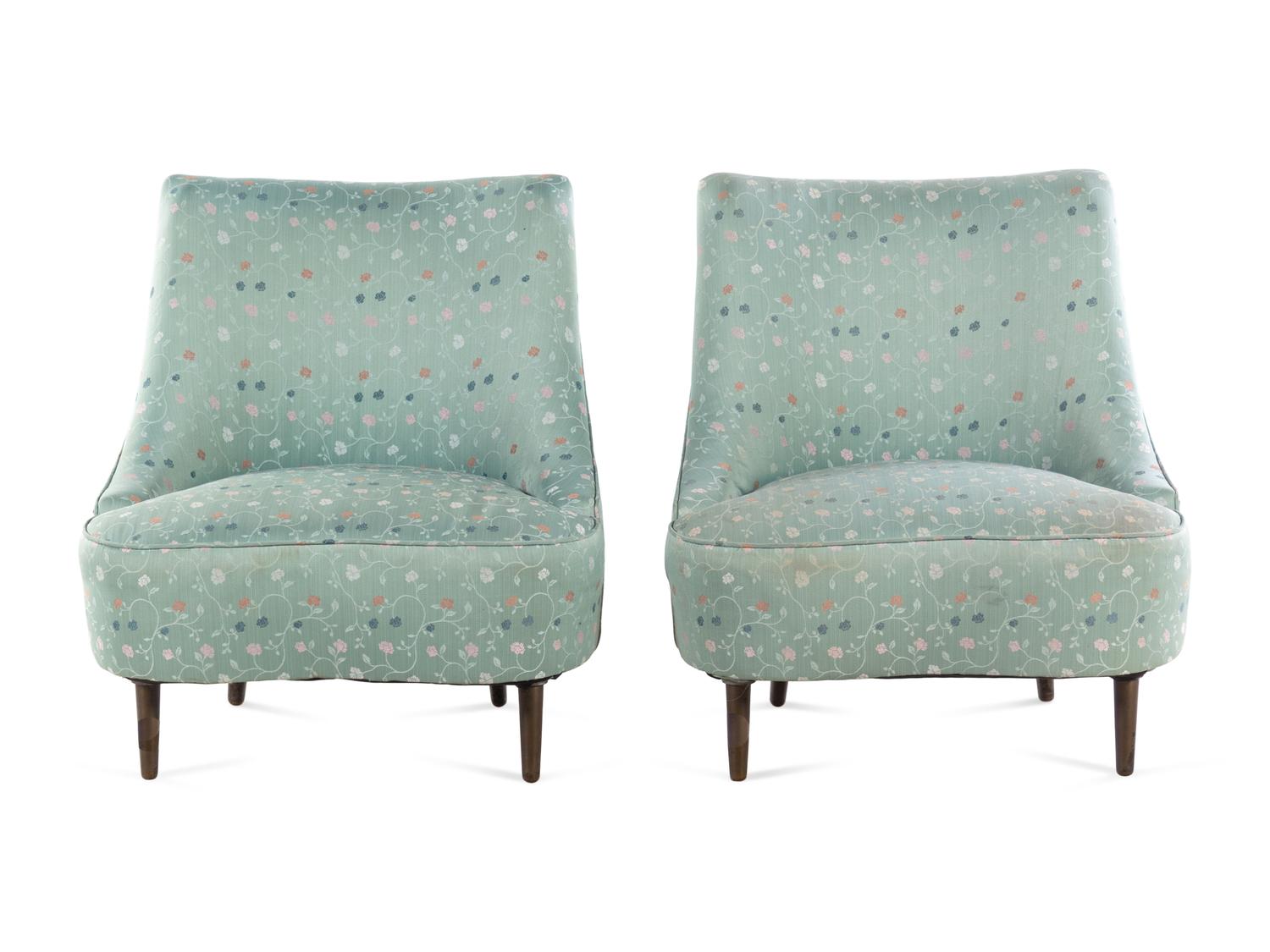 Pair of Tear Drop Chairs, model 5106, Dunbar, USA