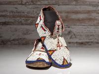 Cheyenne Beaded Hide Moccasins, with Thunderbirds