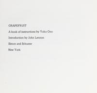ONO, YOKO. Grapefruit. New York, 1970.