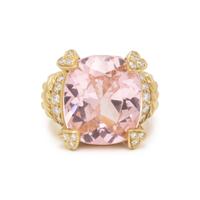 JUDITH RIPKA, YELLOW GOLD, PINK CRYSTAL AND DIAMOND RING