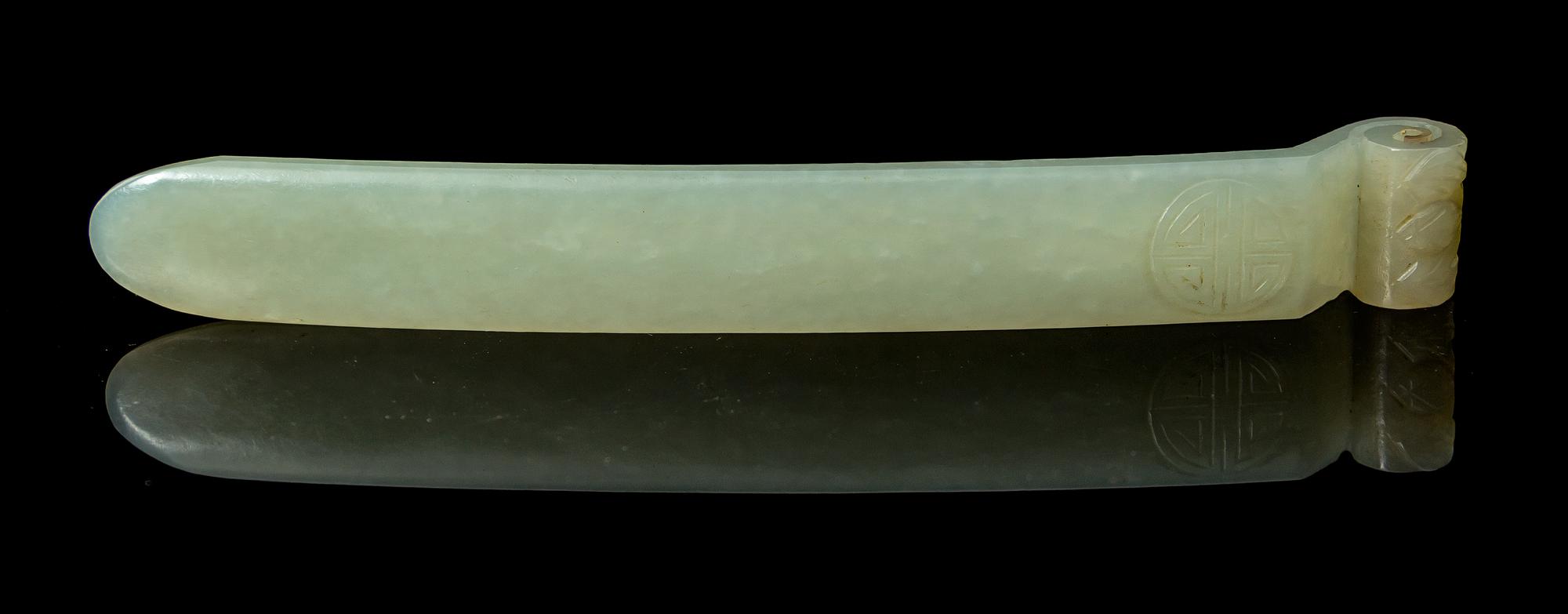 A Jade Hair Pin Length 5 inches.
