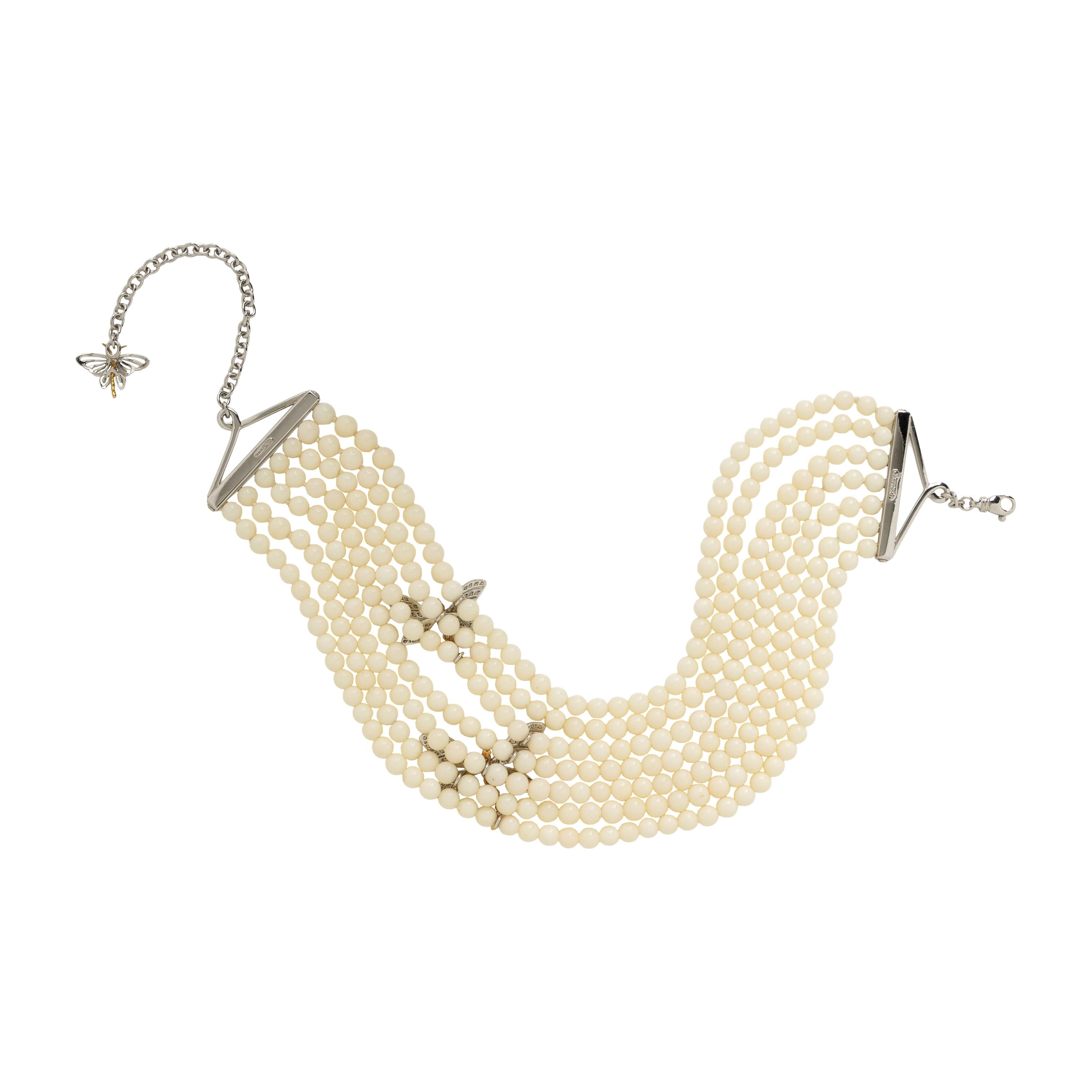Chantecler, Angelskin Coral and Diamond Beaded Necklace