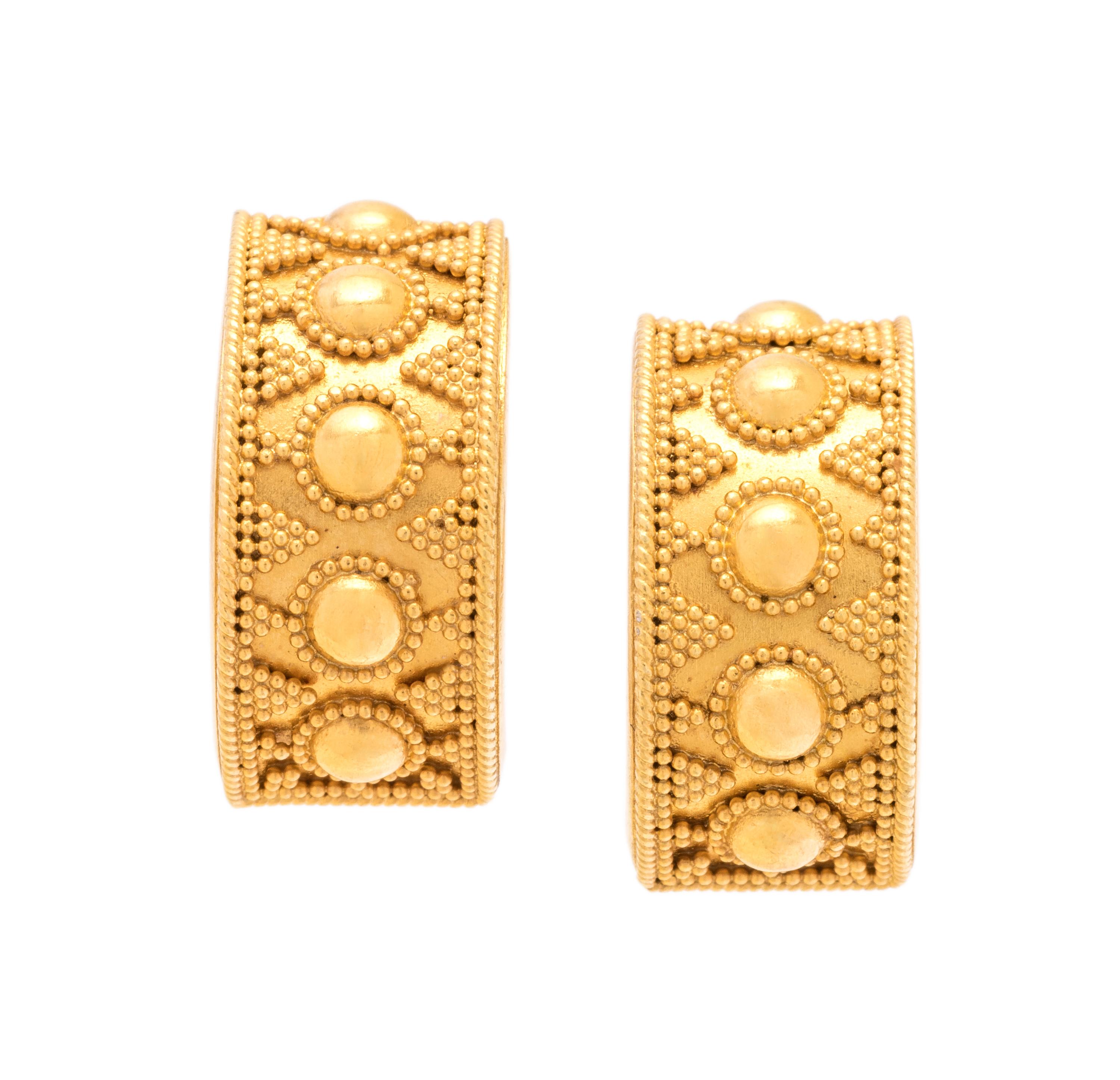 LALAOUNIS, YELLOW GOLD EARCLIPS