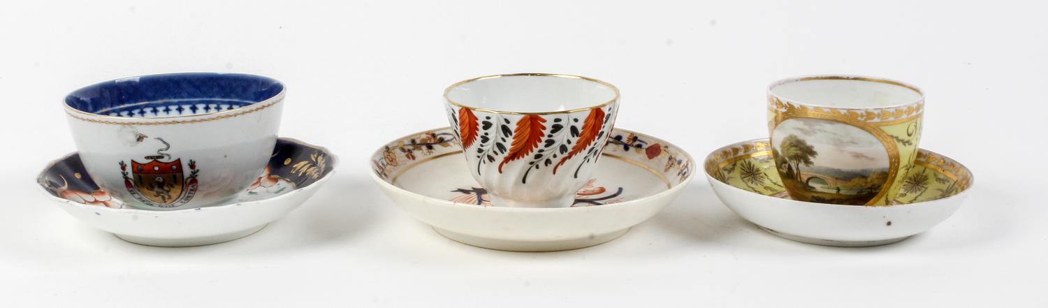 A Collection of Teacups and Saucers Height of largest 3 x diameter 4 inches.