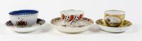 A Collection of Teacups and Saucers Height of largest 3 x diameter 4 inches.